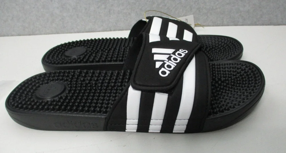 Adidas Adissage Sandals Slides Black/White Mens Sz 10 Womens Sz 11